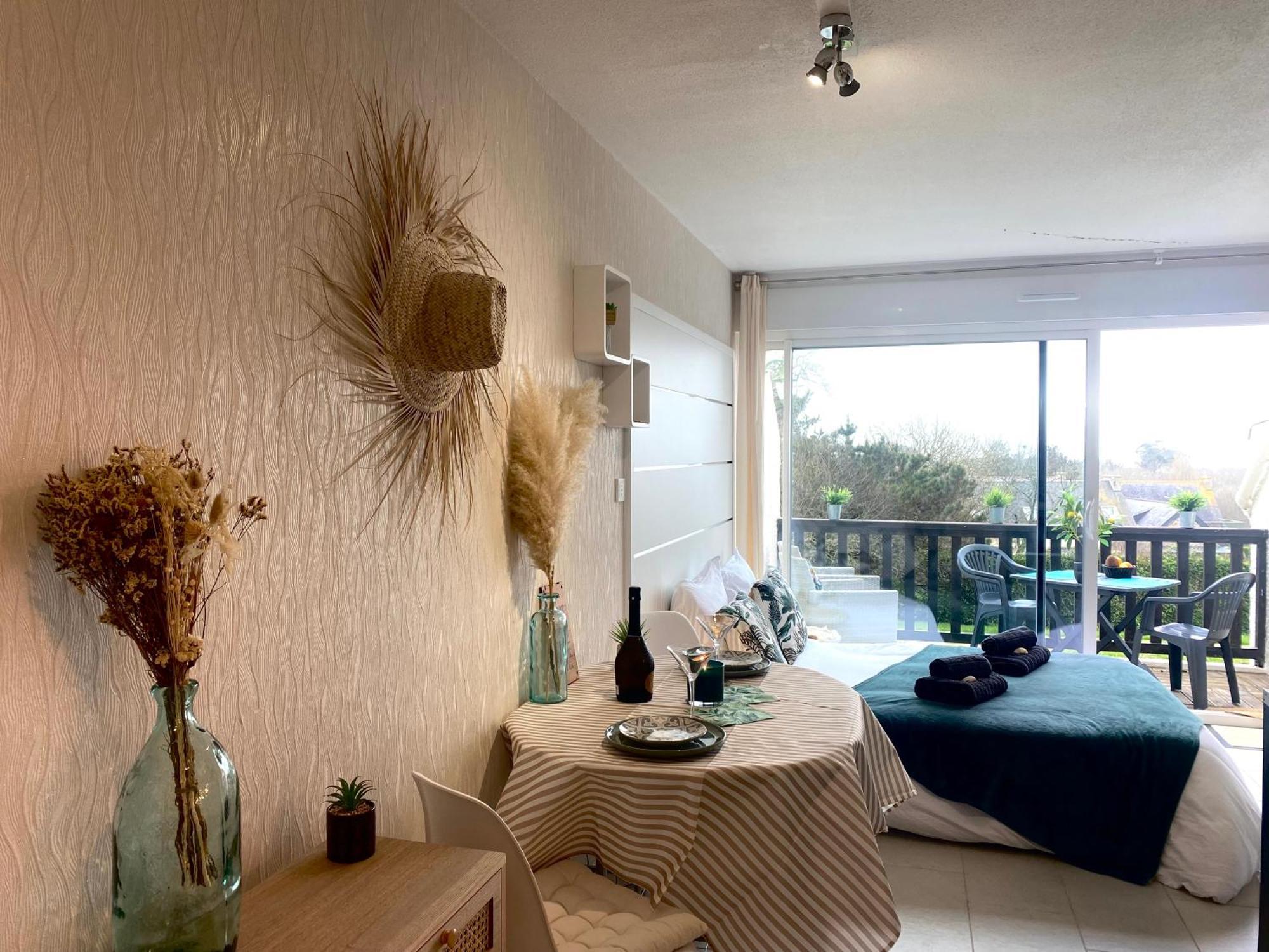 Studio Blue Horizon Vue Mer Guidel-Plage Ngoại thất bức ảnh